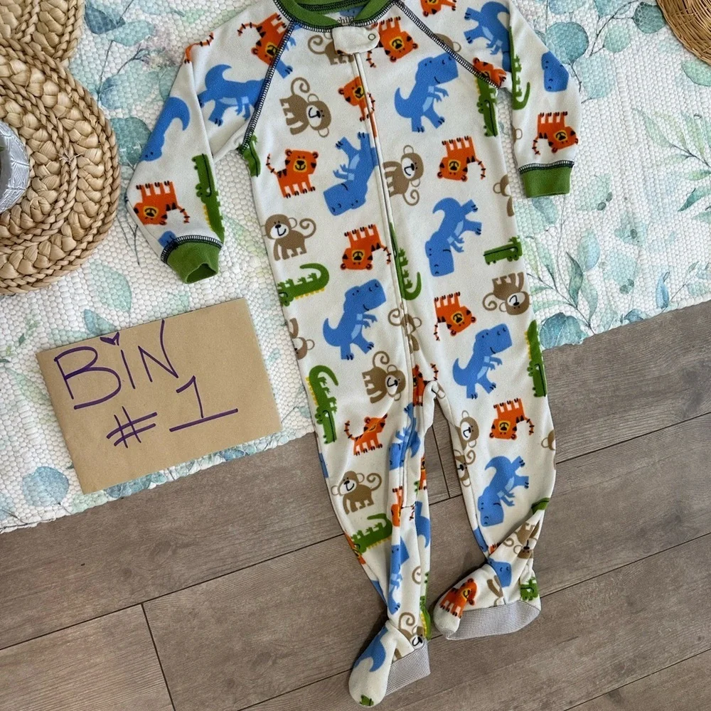 Carter’s Baby Toddler Boy Safari Animal Print Zip Footie One Piece Pajamas 24 M